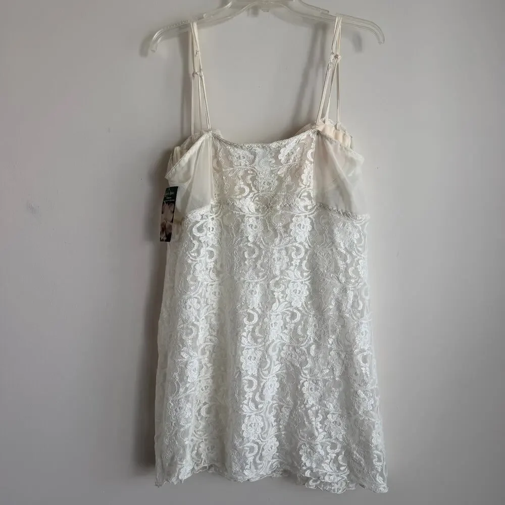 Vintage Y2K Cinema Etoile Ivory Cream Lace Bridal Chemise Lingerie Size XL NWT